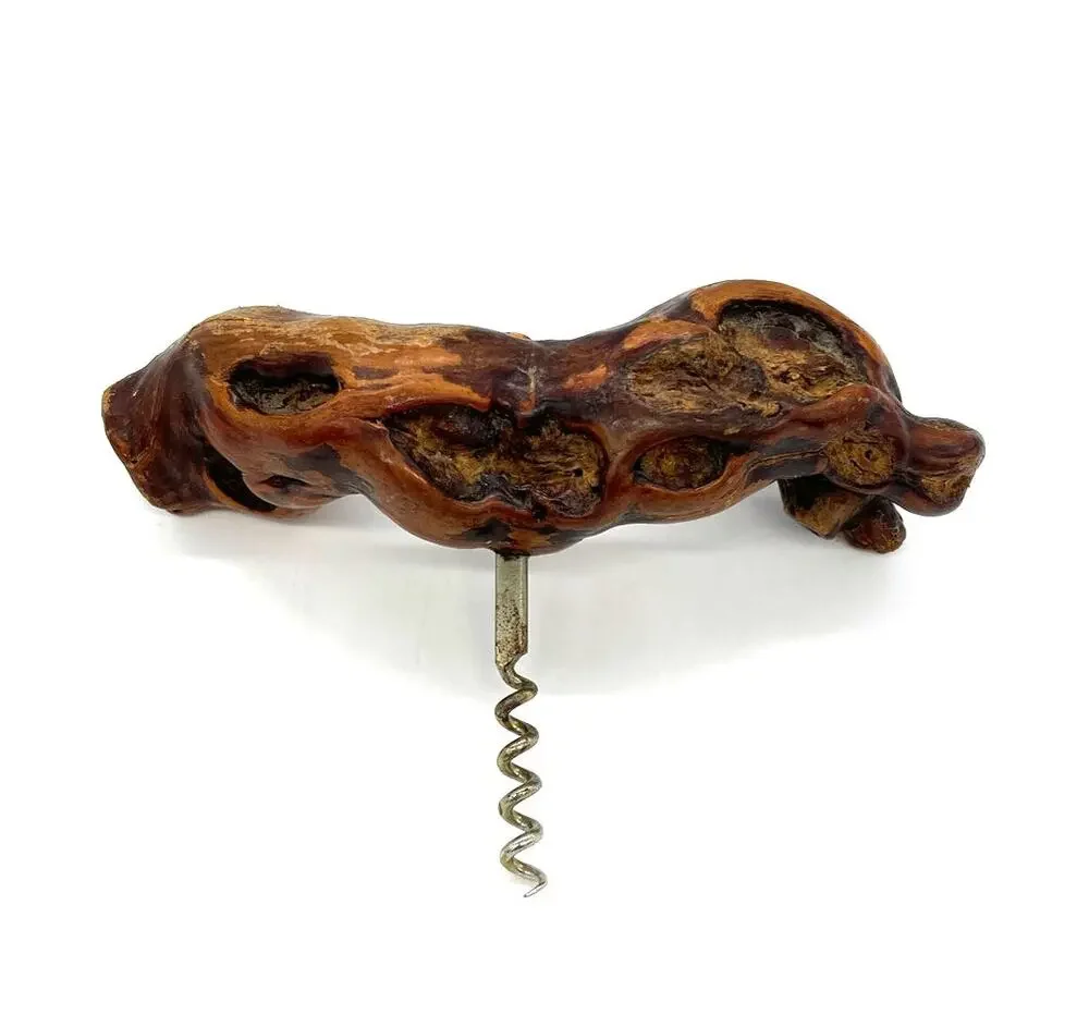 Hand Crafted Burl Wood Rustic Corkscrew Wine Opener 7.5